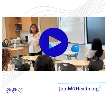 An experienced registered nurse at Luminis Health Anne Arundel Medical Center, met students at a high school and shared advice for students and job seekers. 